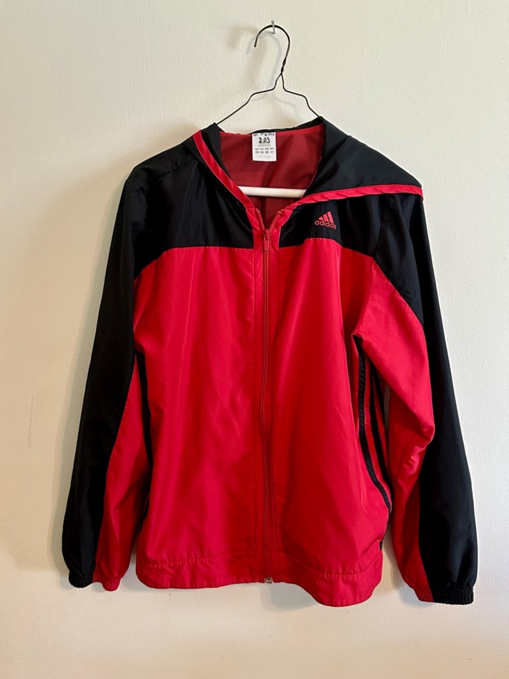 Adidas Red and Black Hooded Track Jacket
